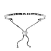 Intuitions Stainless Steel I WAS BORN TO BE AWESOME Diamond Accent Adjustable Bracelet fine designer jewelry for men and women